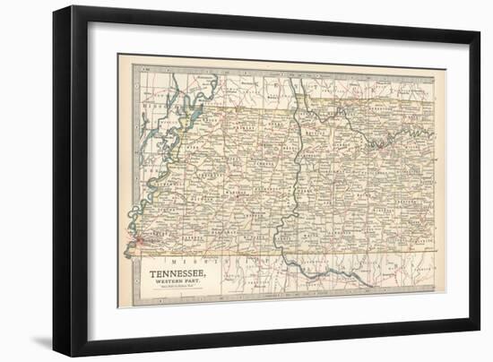 Map of Tennessee, Western Part. United States. Inset Map of Chattanooga-Encyclopaedia Britannica-Framed Art Print