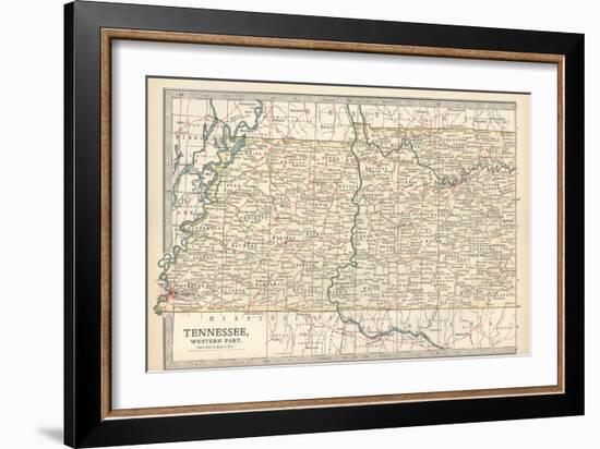 Map of Tennessee, Western Part. United States. Inset Map of Chattanooga-Encyclopaedia Britannica-Framed Art Print