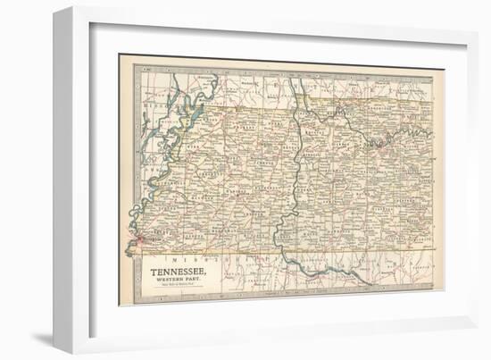 Map of Tennessee, Western Part. United States. Inset Map of Chattanooga-Encyclopaedia Britannica-Framed Art Print