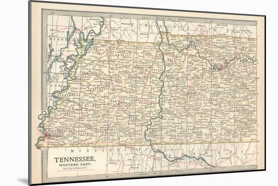 Map of Tennessee, Western Part. United States. Inset Map of Chattanooga-Encyclopaedia Britannica-Mounted Art Print