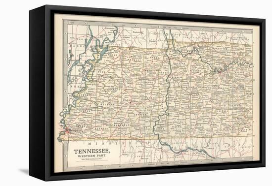 Map of Tennessee, Western Part. United States. Inset Map of Chattanooga-Encyclopaedia Britannica-Framed Stretched Canvas