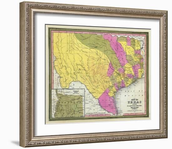 Map of Texas, c.1846-Samuel Augustus Mitchell-Framed Art Print