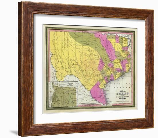 Map of Texas, c.1846-Samuel Augustus Mitchell-Framed Art Print