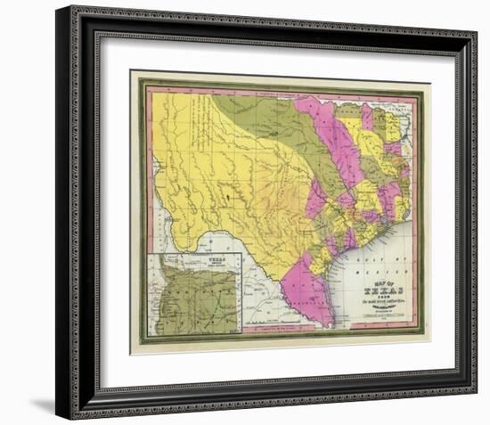 Map of Texas, c.1846-Samuel Augustus Mitchell-Framed Art Print