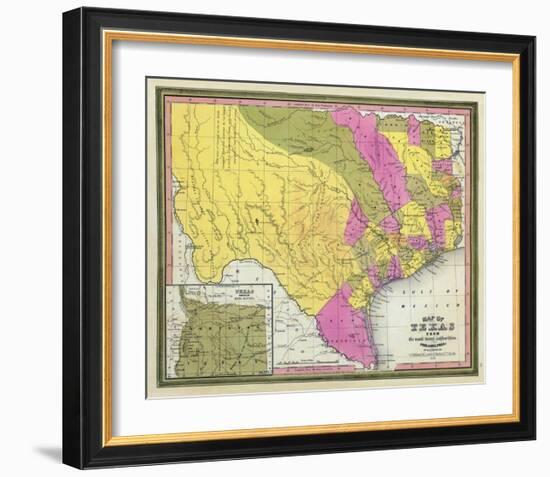 Map of Texas, c.1846-Samuel Augustus Mitchell-Framed Art Print