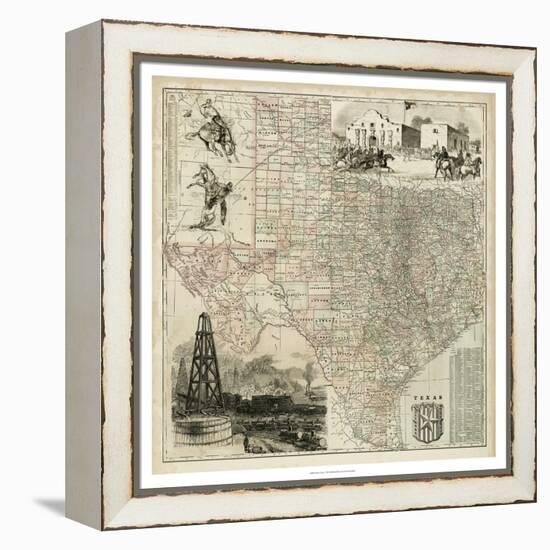 Map of Texas-null-Framed Stretched Canvas