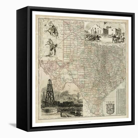 Map of Texas-null-Framed Stretched Canvas