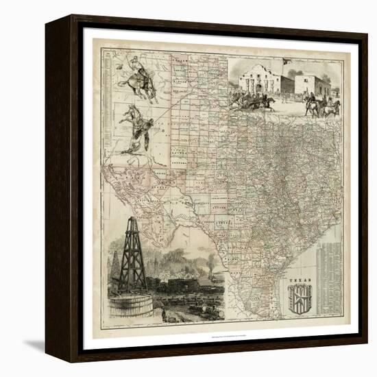 Map of Texas-null-Framed Stretched Canvas