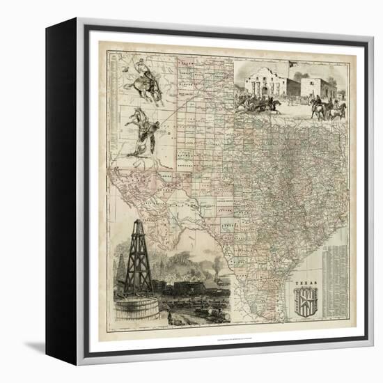 Map of Texas-null-Framed Stretched Canvas