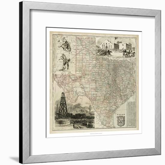 Map of Texas-null-Framed Premium Giclee Print