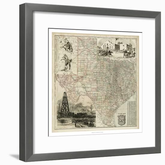 Map of Texas-null-Framed Premium Giclee Print