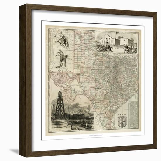 Map of Texas-null-Framed Premium Giclee Print