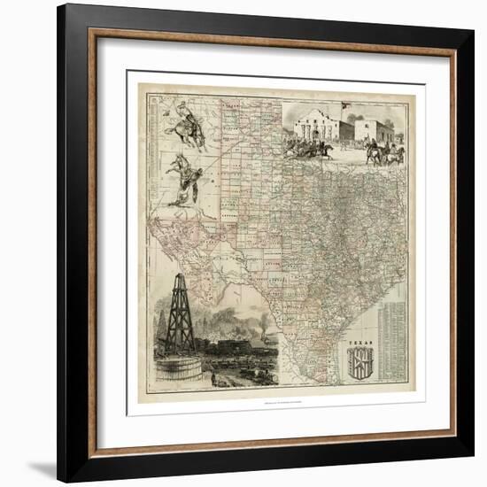 Map of Texas-null-Framed Premium Giclee Print