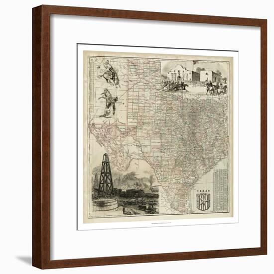 Map of Texas-null-Framed Premium Giclee Print