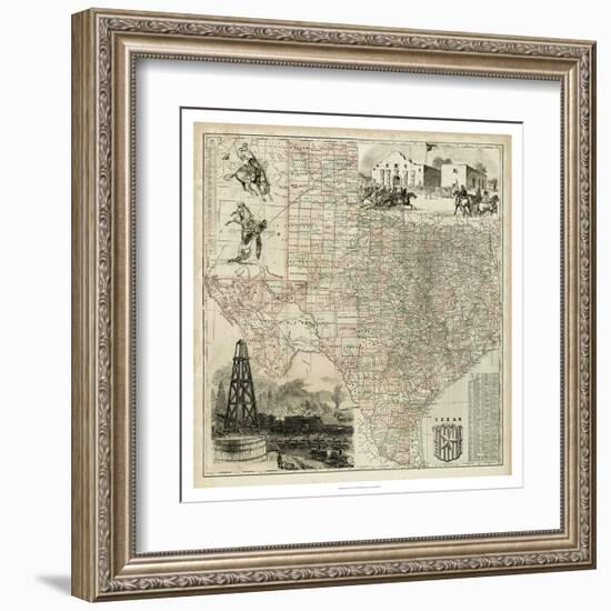 Map of Texas--Framed Art Print