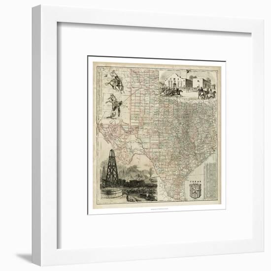 Map of Texas-null-Framed Art Print