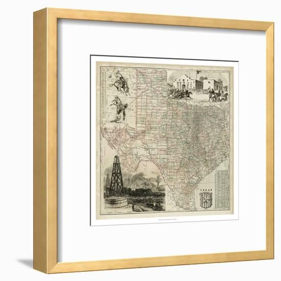 Map of Texas-null-Framed Art Print