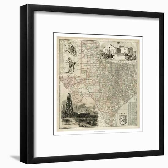 Map of Texas-null-Framed Art Print