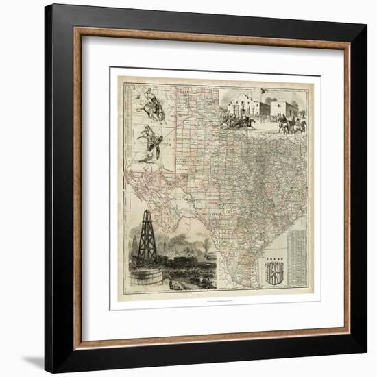 Map of Texas--Framed Art Print