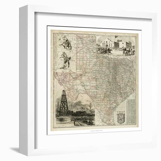 Map of Texas-null-Framed Art Print