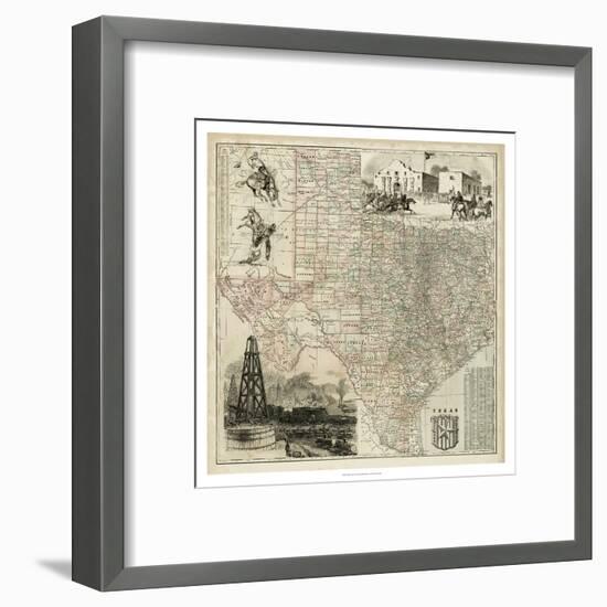 Map of Texas-null-Framed Art Print