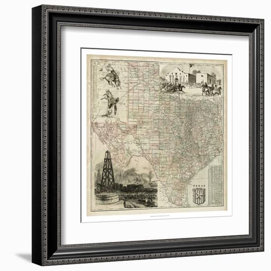 Map of Texas--Framed Art Print