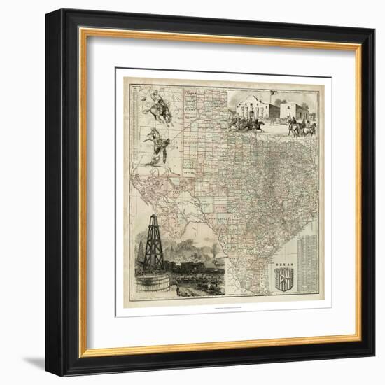 Map of Texas--Framed Art Print