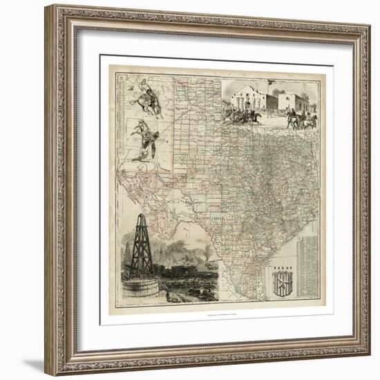 Map of Texas-null-Framed Art Print