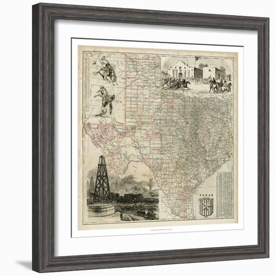 Map of Texas-null-Framed Art Print