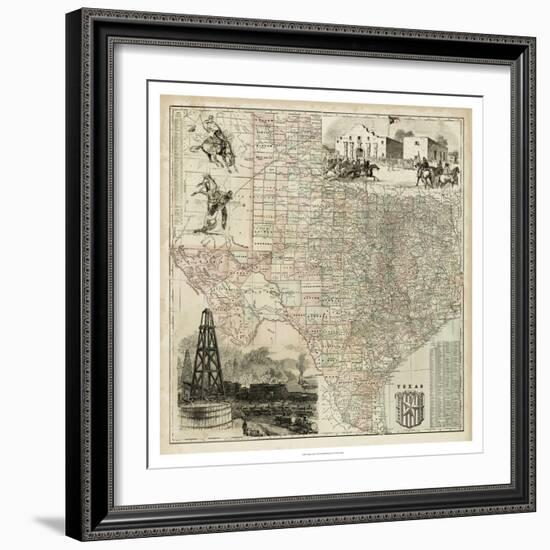 Map of Texas-null-Framed Art Print