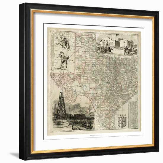 Map of Texas-null-Framed Art Print