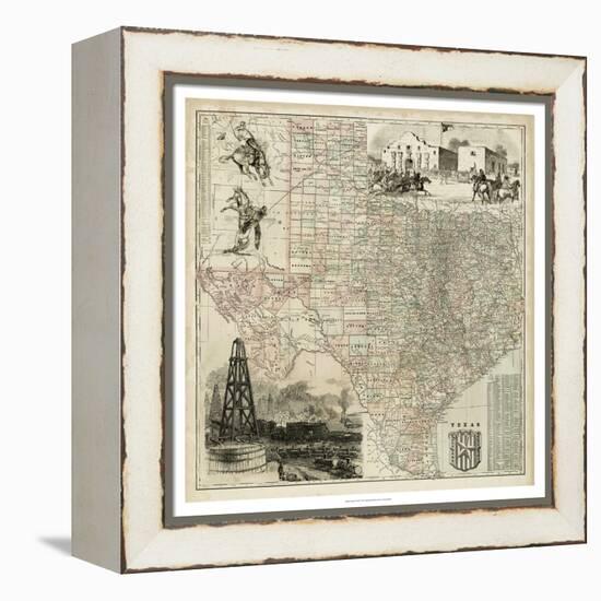 Map of Texas-null-Framed Stretched Canvas