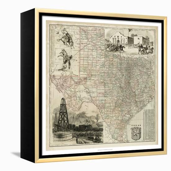 Map of Texas-null-Framed Stretched Canvas