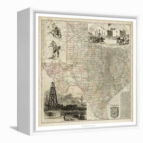 Map of Texas-null-Framed Stretched Canvas