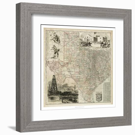 Map of Texas-null-Framed Art Print