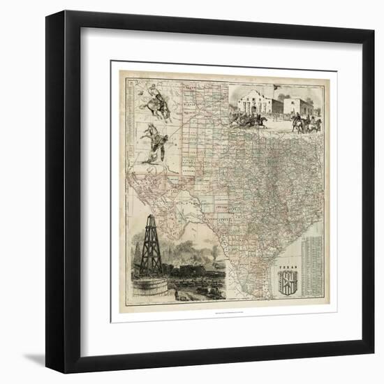 Map of Texas-null-Framed Art Print