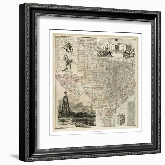 Map of Texas-null-Framed Art Print