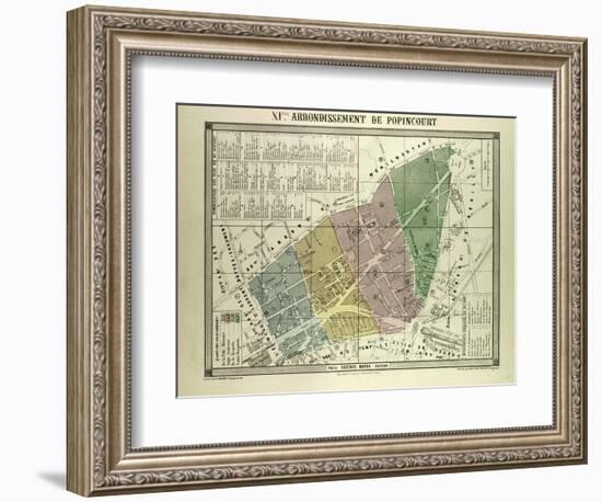 Map of the 11th Arrondissement De Popincourt Paris France-null-Framed Giclee Print