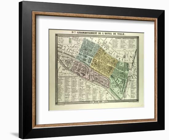 Map of the 4th Arrondissement De L'Hôtel De Ville Paris France-null-Framed Giclee Print