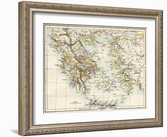 Map of the Aegean Sea in the Time of Ancient Greece-null-Framed Giclee Print