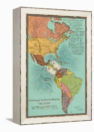 Map of the Americans, Opening of the Panama Canal-null-Framed Stretched Canvas