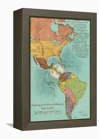 Map of the Americans, Opening of the Panama Canal-null-Framed Stretched Canvas