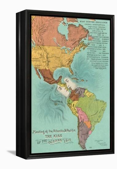 Map of the Americans, Opening of the Panama Canal-null-Framed Stretched Canvas