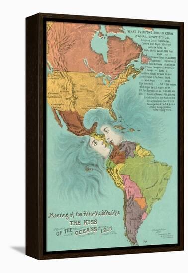 Map of the Americans, Opening of the Panama Canal-null-Framed Stretched Canvas