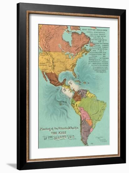 Map of the Americans, Opening of the Panama Canal-null-Framed Premium Giclee Print
