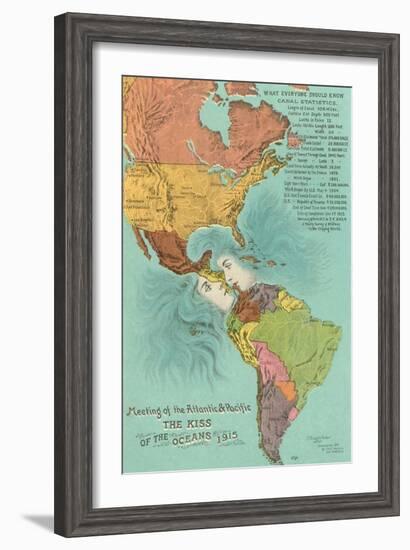 Map of the Americans, Opening of the Panama Canal-null-Framed Art Print