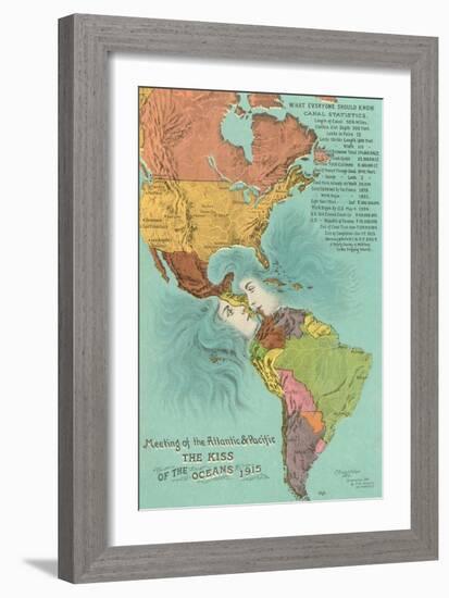 Map of the Americans, Opening of the Panama Canal-null-Framed Art Print