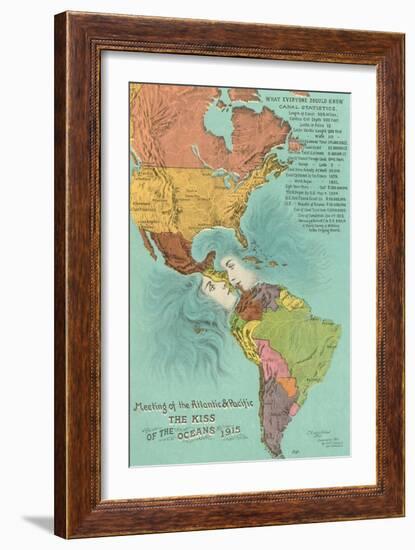 Map of the Americans, Opening of the Panama Canal-null-Framed Art Print