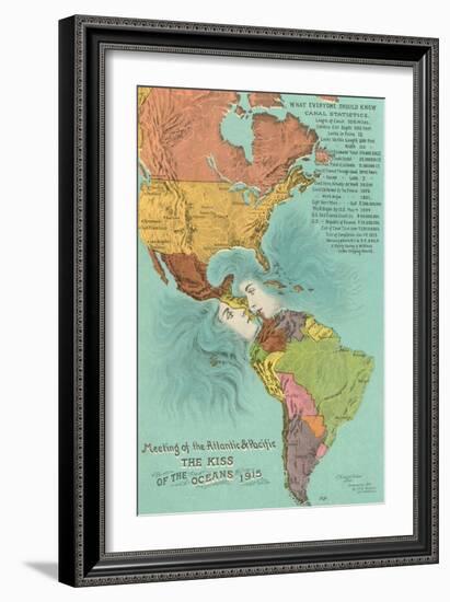 Map of the Americans, Opening of the Panama Canal-null-Framed Art Print