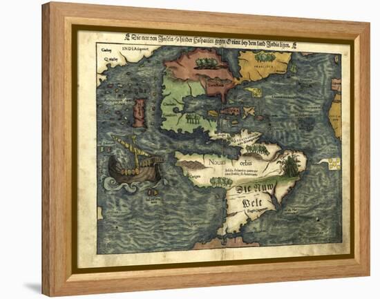 Map of the Americas, 1550-Science Source-Framed Premier Image Canvas